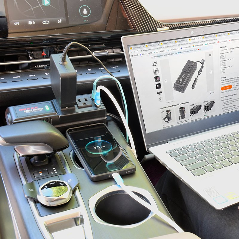 200W Pure Sine Wave Power Inverter DC 12V/24V to AC 110V/220V Car Inverter for RV Camper Van Truck Travel Camping