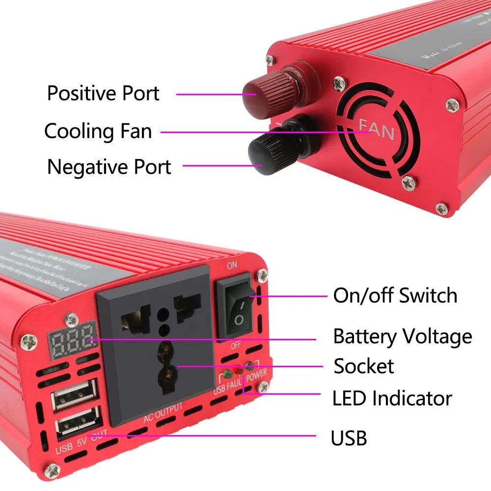 High Quality 1000W 2600W DC 12V to AC 220V Invertor Modified Sine Wave Power Car Inverter