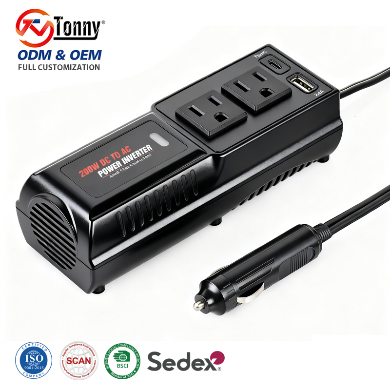 200W Pure Sine Wave Power Inverter DC 12V/24V to AC 110V/220V Car Inverter for RV Camper Van Truck Travel Camping