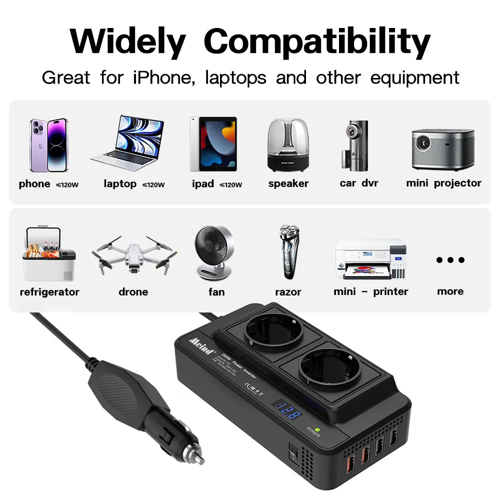 Car Power Adapter With 4 USB Charging Ports