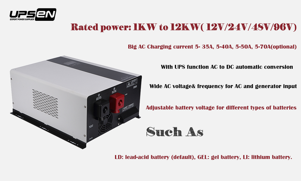 Low Frequency Inverter Charger 1000W 12V 24VDC with Toroidal Transformer and Max 50AMP AC Charger