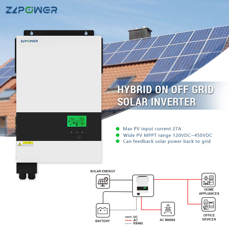 48V 5500W 500V PV Input Hybrid Solar Inverter WiFi and Parallel Supported