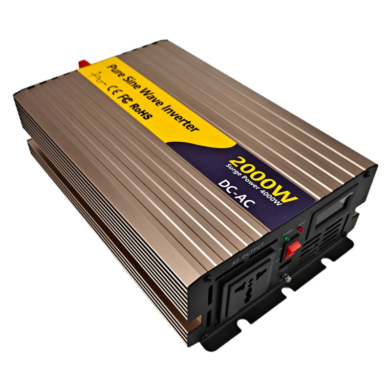 off-Grid High-Frequency Pure Sine Wave Inverter with Mobile APP Control, 2000W/2kw 2000 Watt 12V/24V/48V DC to AC 110V/120V 220V/230V Pure Sine Wave Solar Power