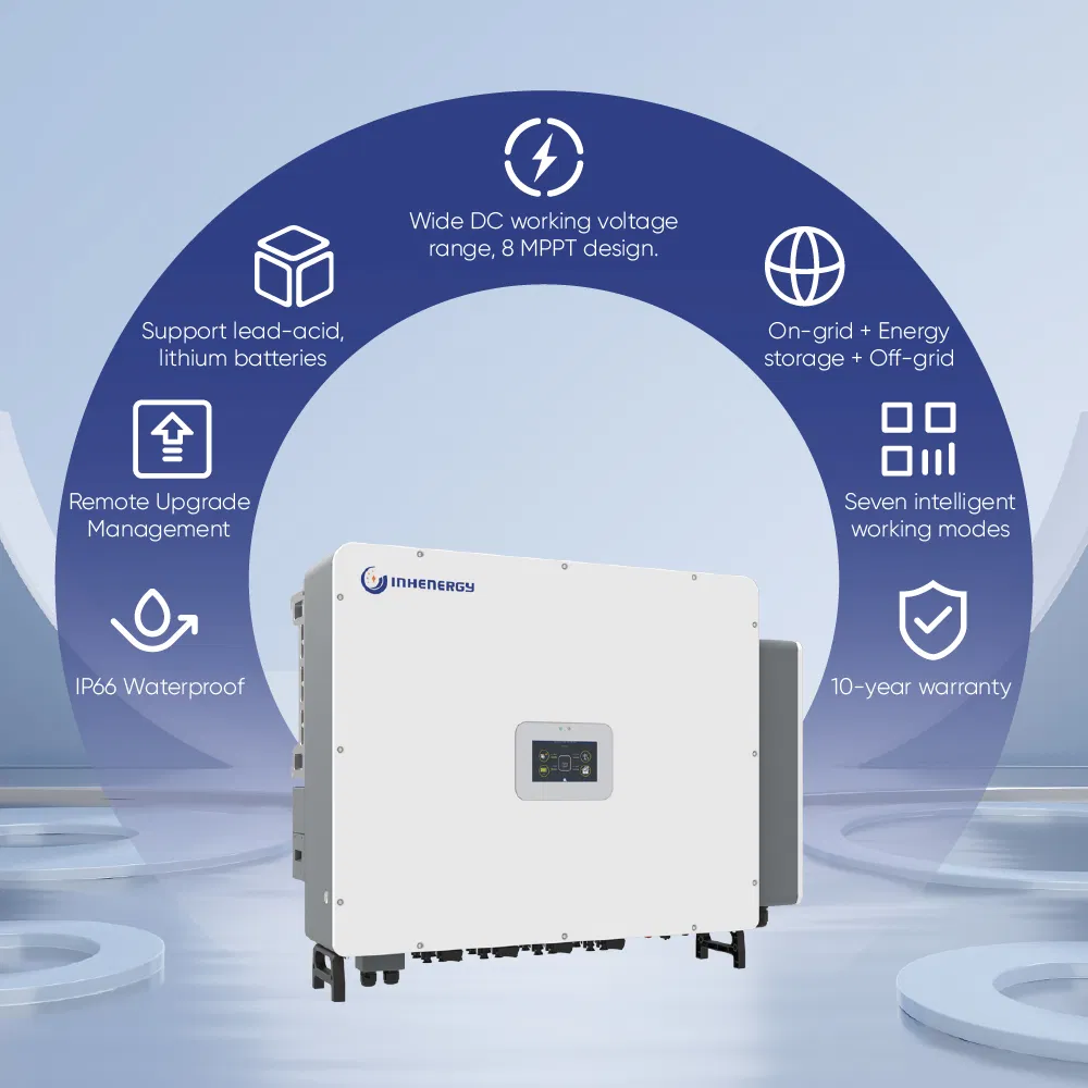 Inhenergy Commercial 3 Phase Solar Inverters 80 90 Kw 110kw 100kw Hybrid Solar Inverter with MPPT