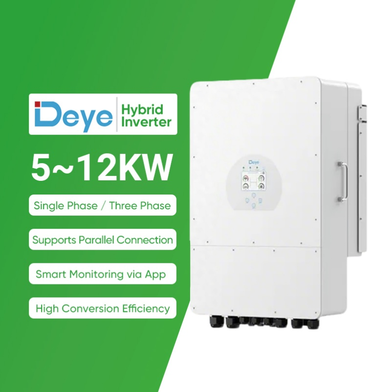 China Manufacturers Deye Solar Power Inverter Pure Sine Wave 5kw 8kw 10kw 12kw Single/Three Phase Hybrid Inverter with MPPT Charge Controller for Home Systems