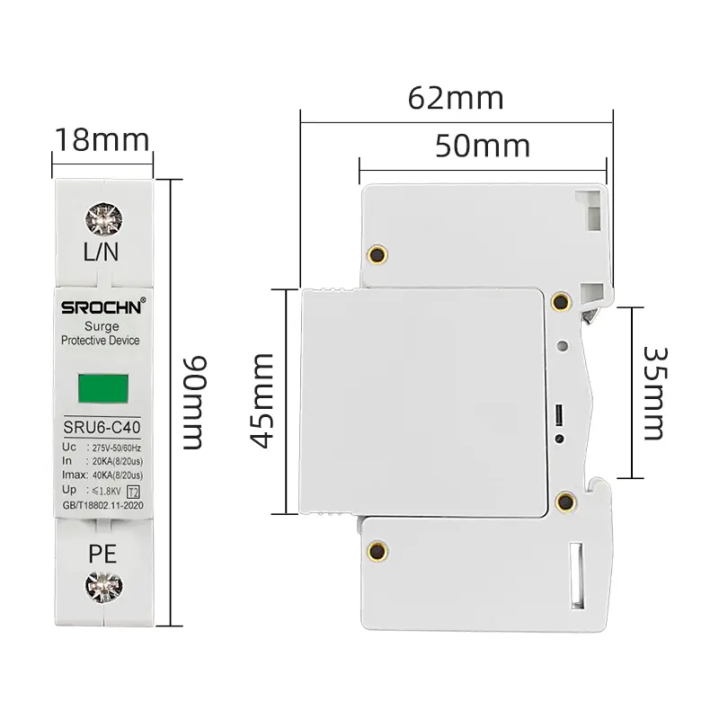 Wholesale 1P 275V T2 Lightning Arrester 20KA to 40KA Surge Protective Device Lightning Surge Protector SPD Category Factories, Factory