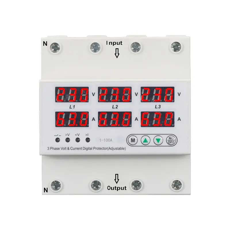 China Overvoltage and Undervoltage Protection Automatic Reset 1-63A can be Set for Three-Phase Four-Wire Voltage Protectors Manufacturers, Supplier