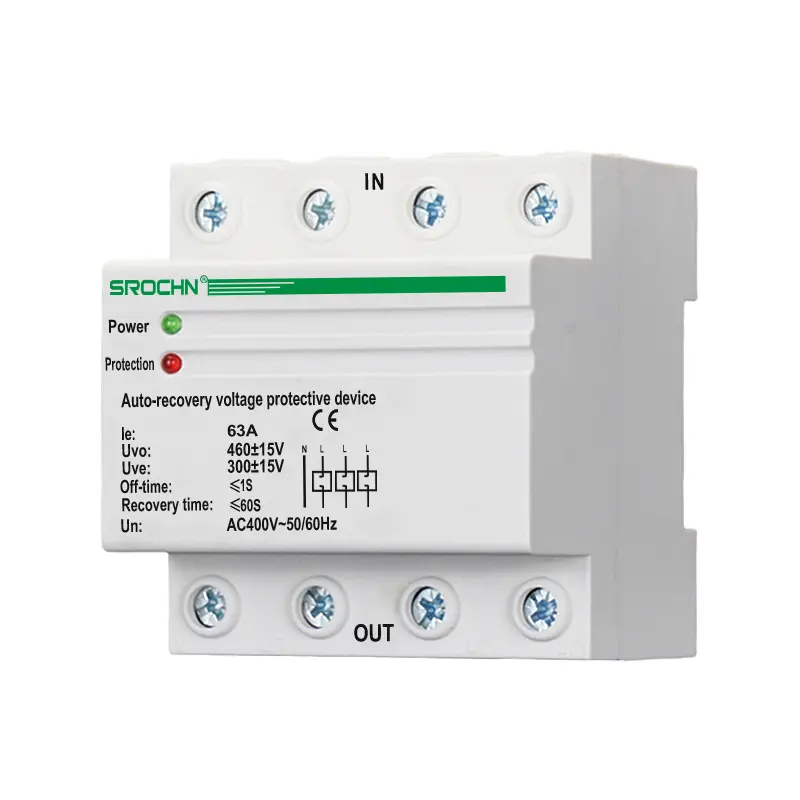 China Self-Resetting Overvoltage and Undervoltage Delay Protection Device Three-Phase 4P63A Manufacturers, Manufacturer