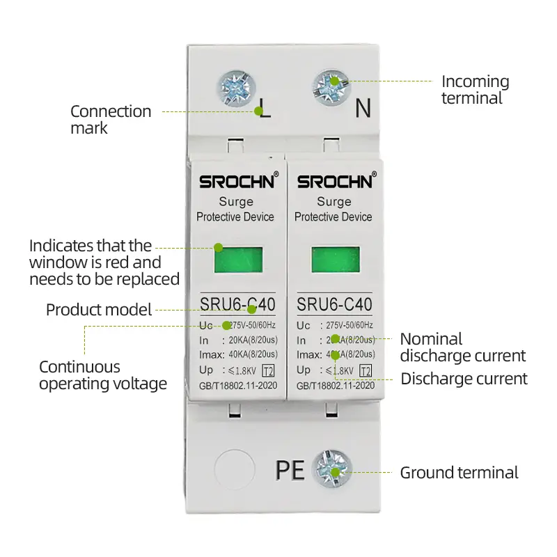 China 2P 275V T2 20KA-40KA Lightning Surge Protection Device SPD Supplier, Suppliers