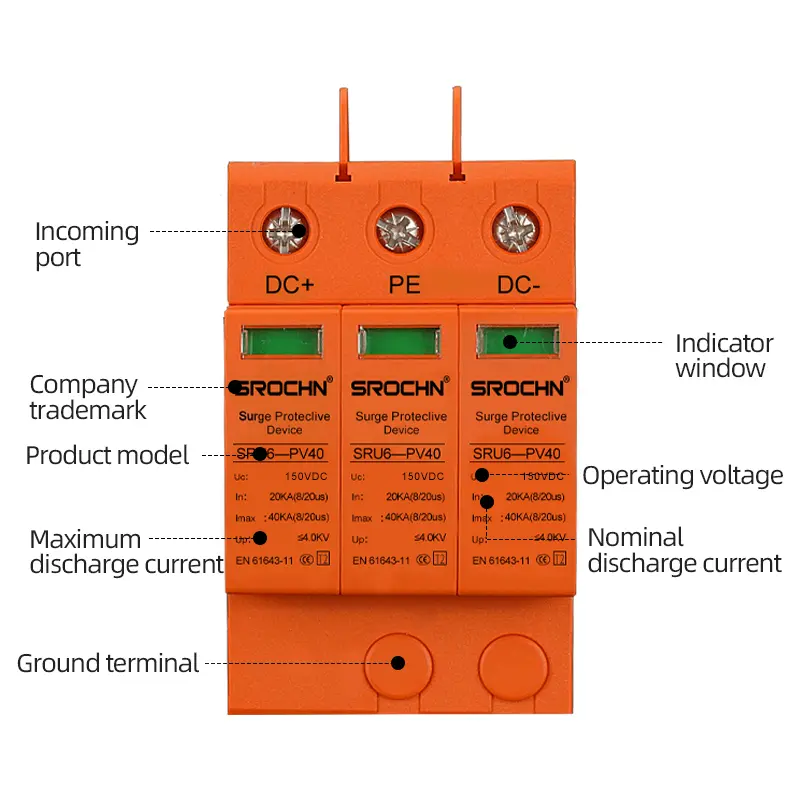 China 3P 150VDC T2 40kA Surge Protective Device 20kA SPD for Medium Voltage DC System Protection Manufacturer, Factory