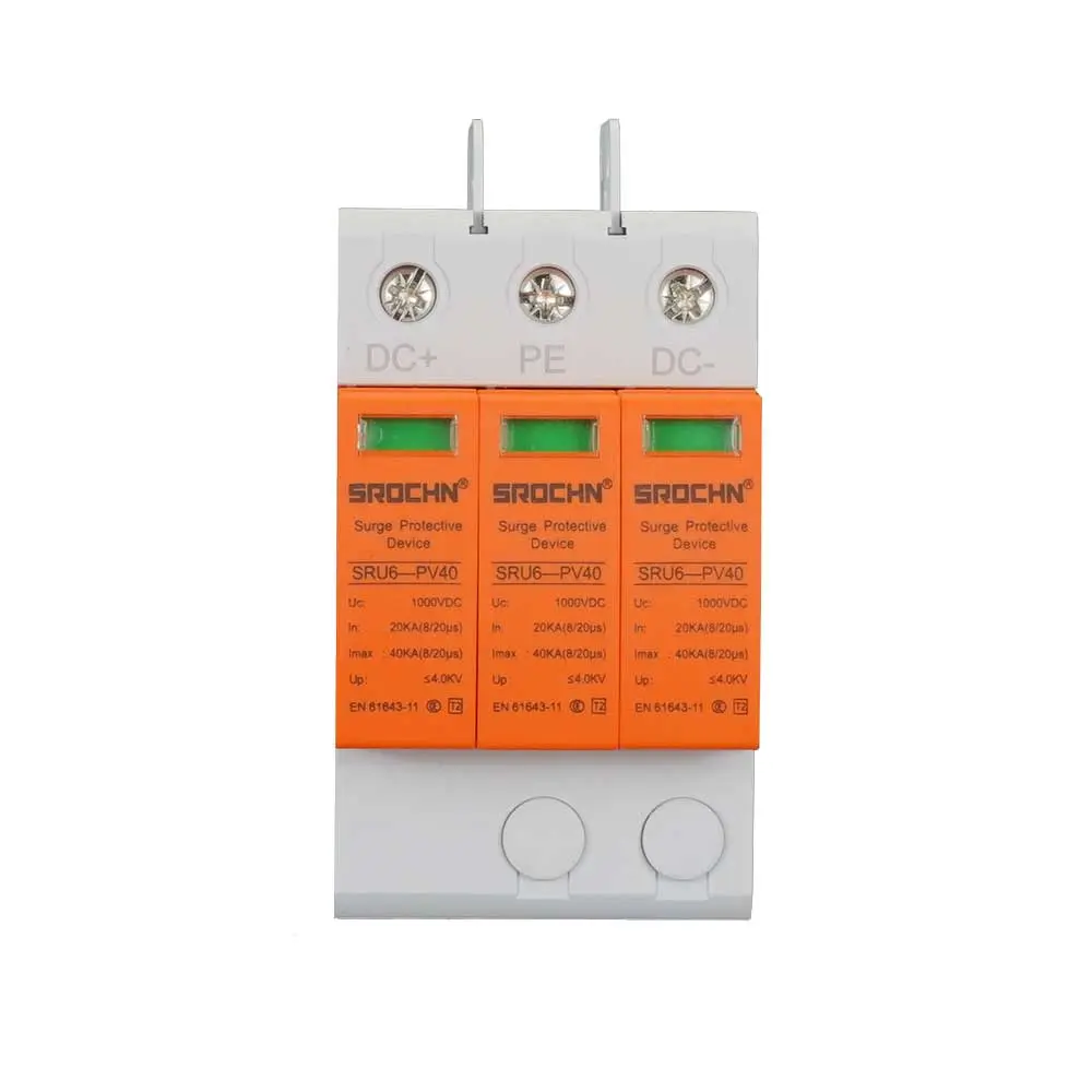 China 3P 1000VDC T2 40kA Surge Protective Device 20kA SPD for High Voltage DC System Lightning Protection Suppliers, Factory