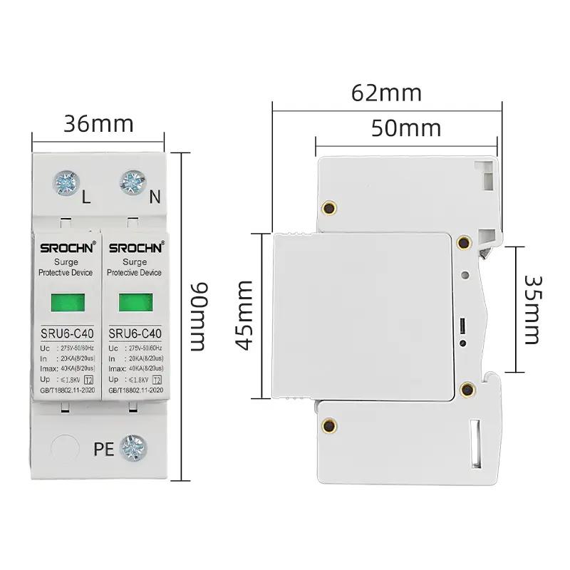 China 2P 275V T2 20KA-40KA Lightning Surge Protection Device SPD Supplier, Suppliers