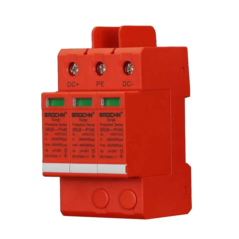 China 1000VDC T2 Class 3Pole Surge Protective Device with 40kA Discharge Capacity Supplier, Factory