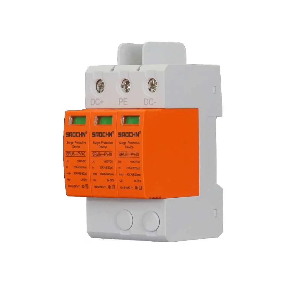China 3P 1000VDC T2 40kA Surge Protective Device 20kA SPD for High Voltage DC System Lightning Protection Suppliers, Factory
