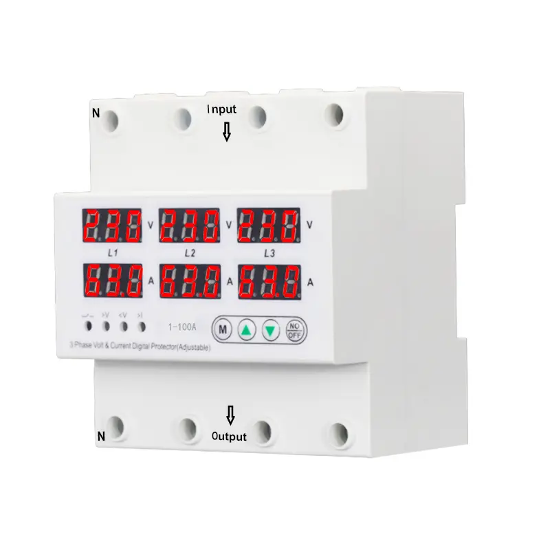China Overvoltage and Undervoltage Protection Automatic Reset 1-63A can be Set for Three-Phase Four-Wire Voltage Protectors Manufacturers, Supplier