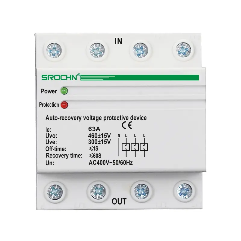 China Self-Resetting Overvoltage and Undervoltage Delay Protection Device Three-Phase 4P63A Manufacturers, Manufacturer