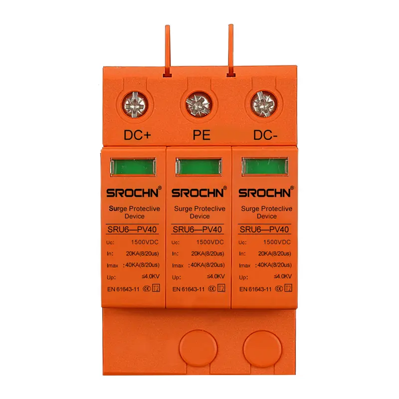 Wholesale Three-Pole 40kA T2 Orange Surge Protective Device with Plastic Housing for 1500V DC Systems Manufacturers, Factories
