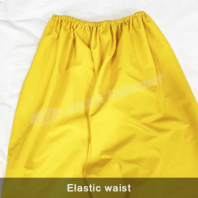 معطف مطر مخصص من بوليستر PVC أصفر مقاوم للماء للبالغين للعمل