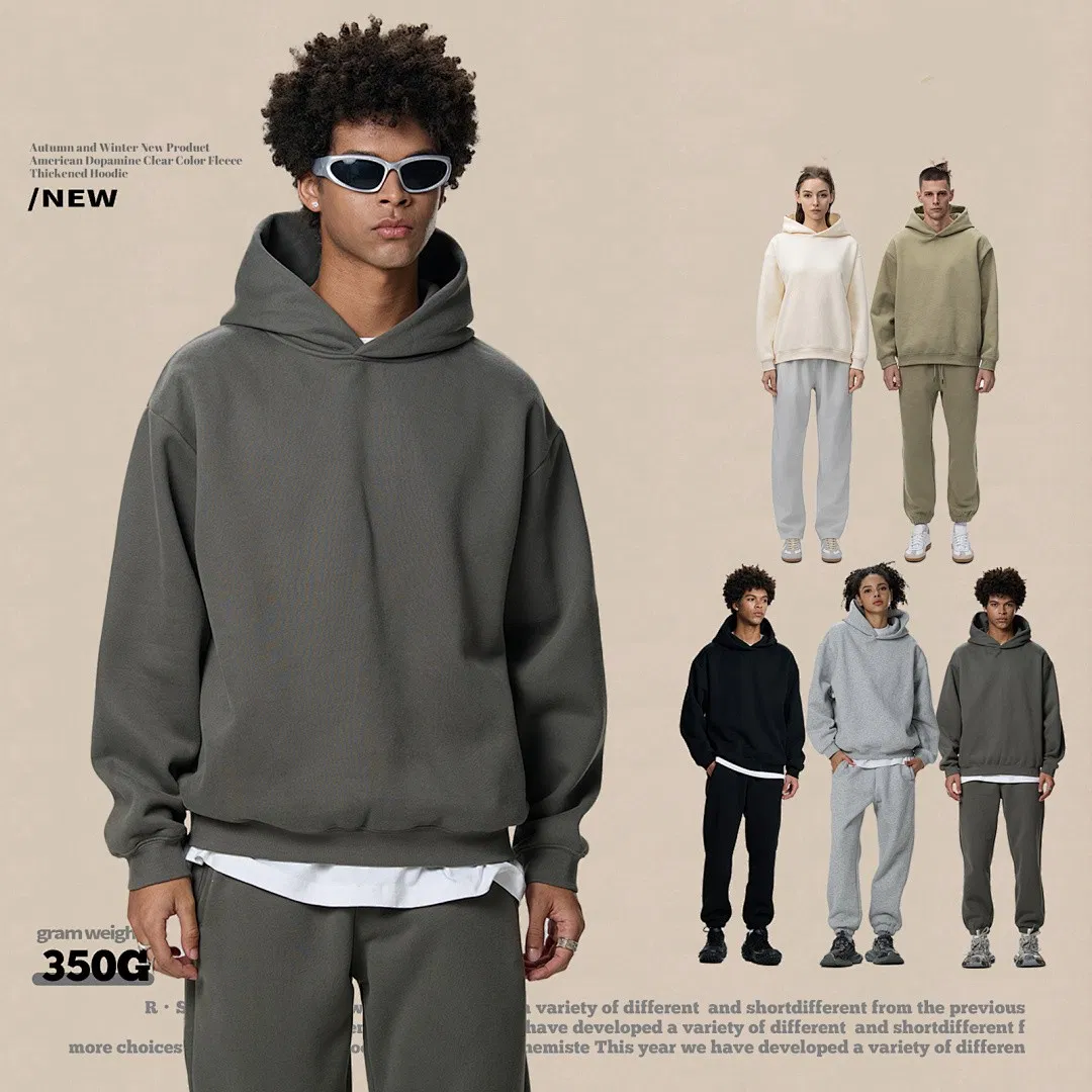 OEM مخصص 350g قماش ثقيل من الفليس أسلوب مربع قصير وعريض سترة هود ثقيلة