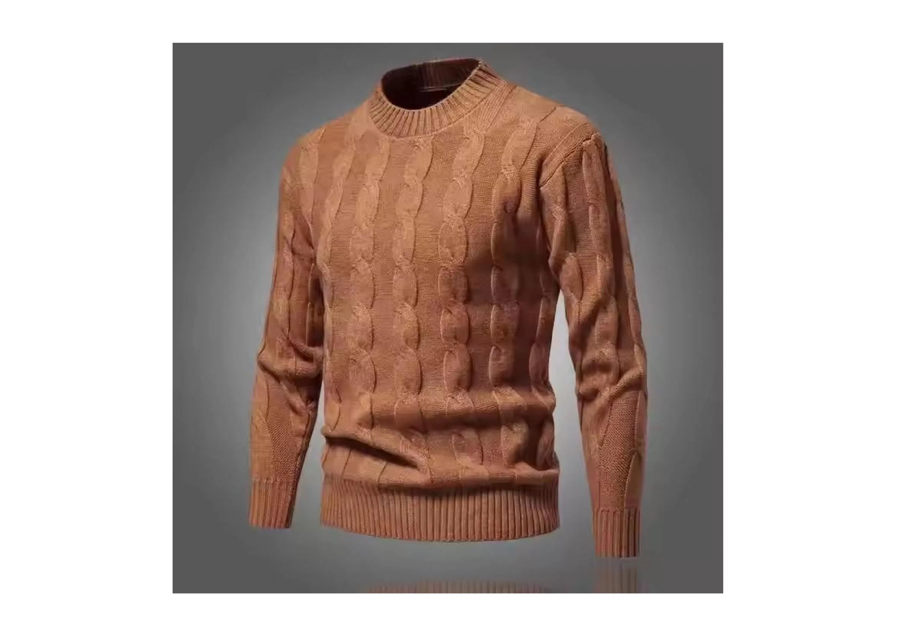 سويت شيرت دائري العنق للرجال الناضجين - سويت شيرت أساسي لفصل الشتاء - سويت شيرت محبوك من مزيج الصوف السميك