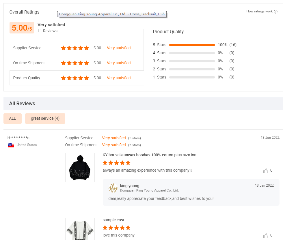 Good feedbacks from customers