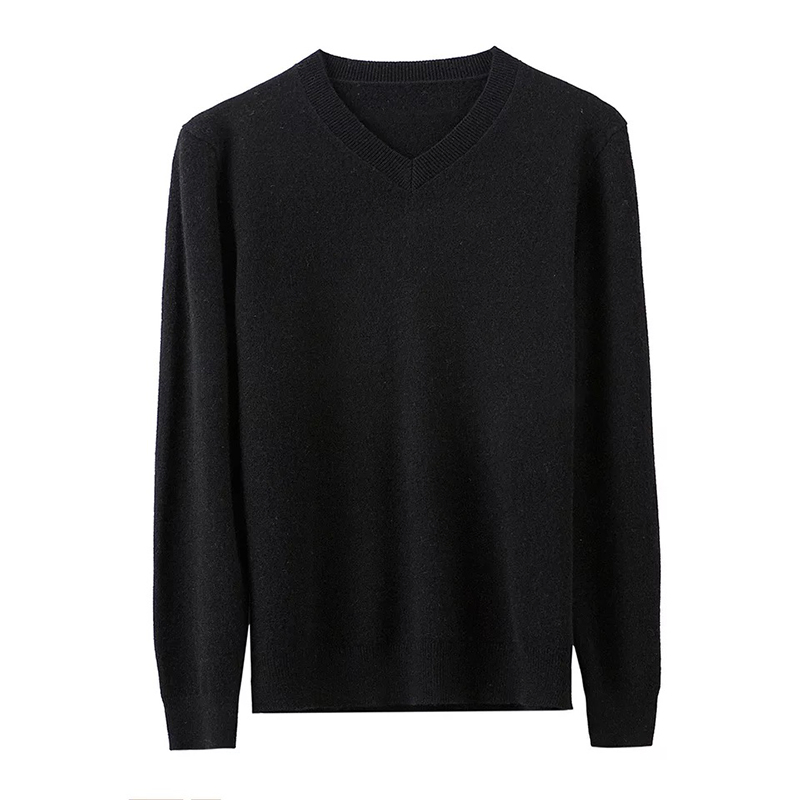 سويتر صوف كشمير محبوك للرجال بتصميم كلاسيكي على شكل حرف V بالجملة
