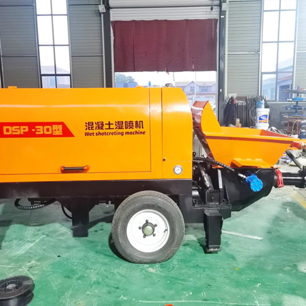 Portable Concrete Spraying Wet Spraying Machine Hydraulic Mini Trailer Mounted Transfer Hydraulic Cement Concrete Truck Mixer Pump