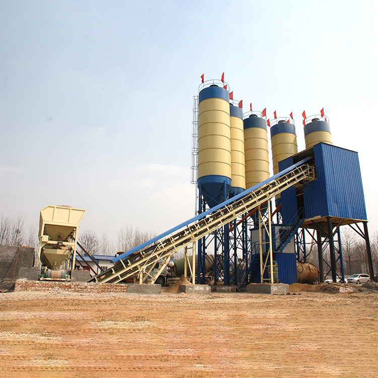 Jinshi Reliable Electric Concrete Mixing Plant Production Line Motor Engine Twin Shaft Mixer Centralized Control Durable Cement