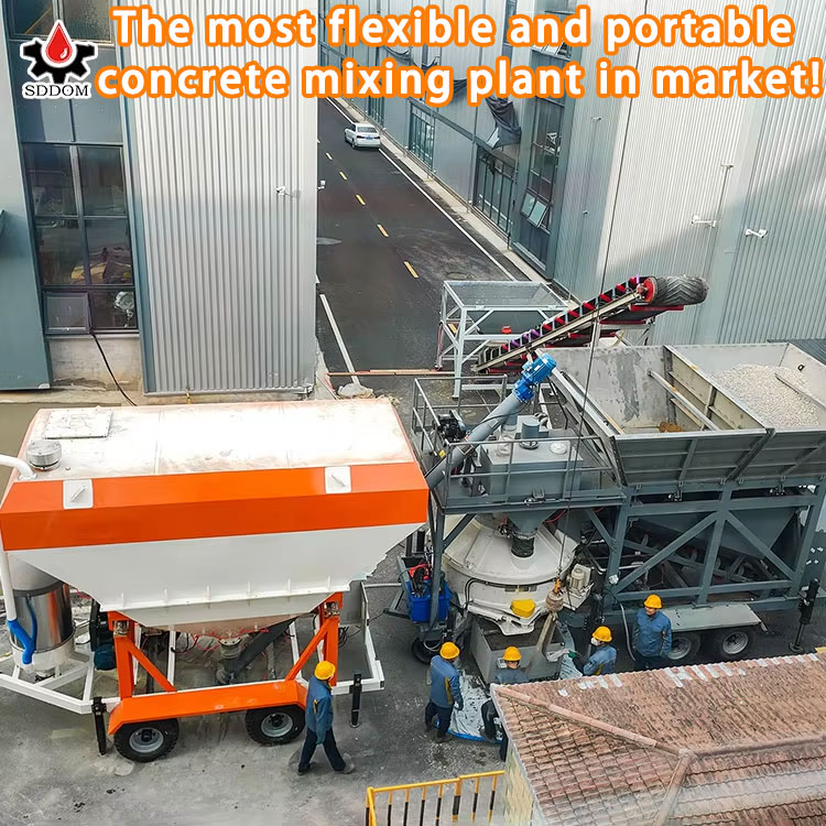 SDDOM HZS35 Electric Wet Mix Ready Mix Concrete Batching Plant with Engine & PLC