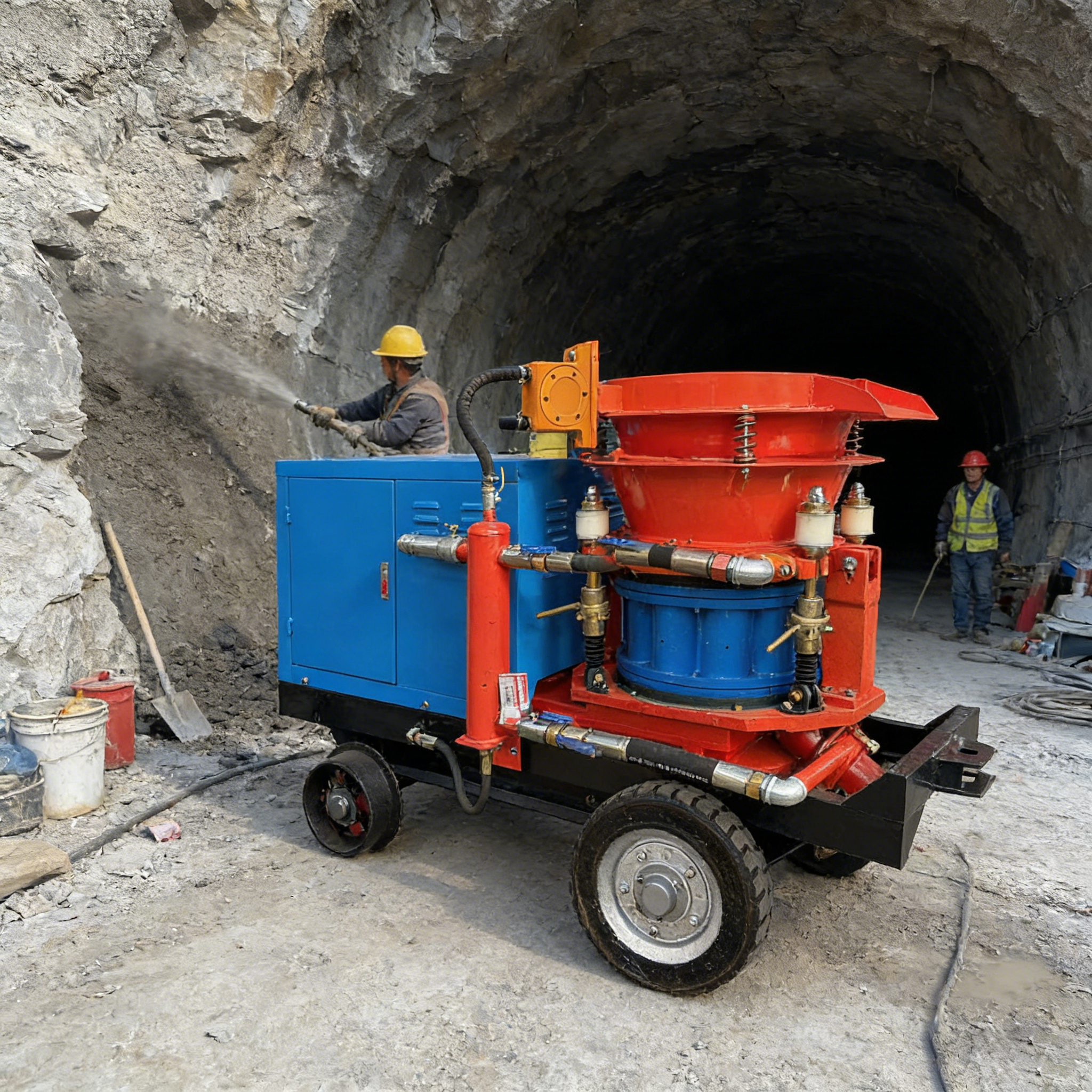 Electric Dry Wet Mix Concrete Spraying Slope Tunnel Gunite Machine Refractory Shotcrete Gunning Machine Cement Mortar Plaster
