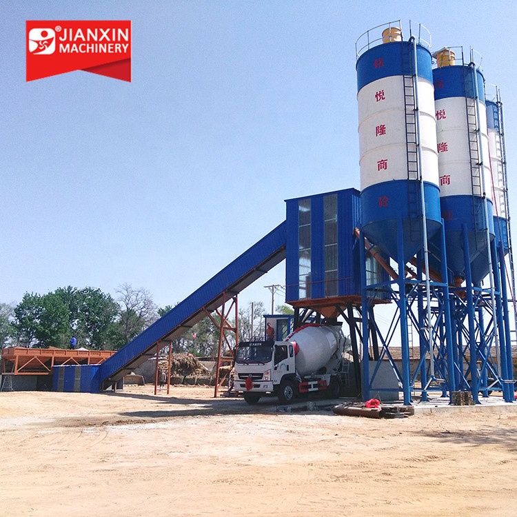 HZS90 Concrete Batching Plant-High Efficiency Diesel Engine PLC Controlled Gearbox Cement Silo Mixing Production Line Equipment