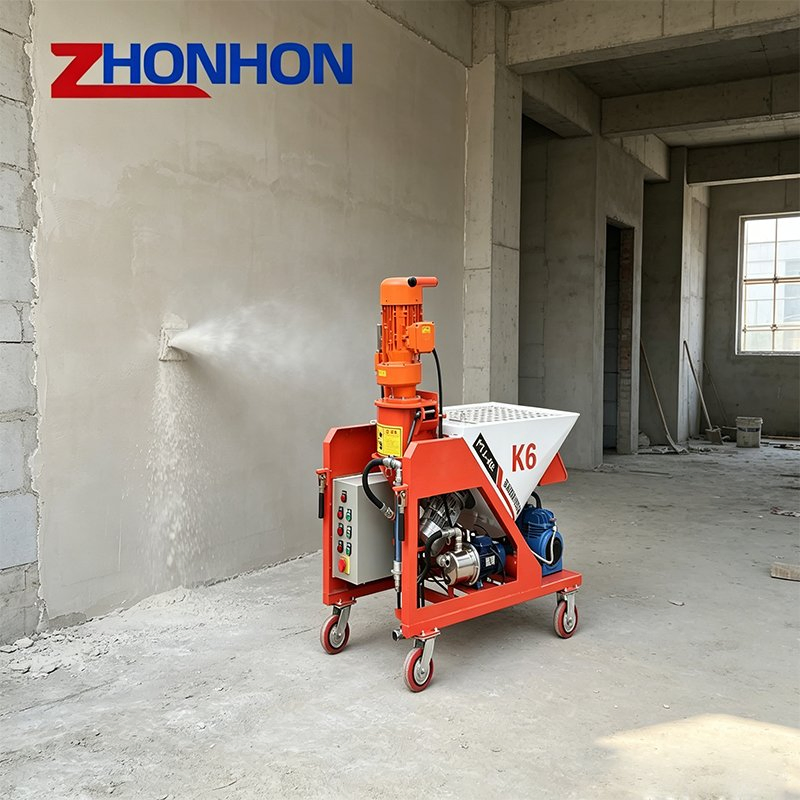 Diesel Powered Cement Mortar Mixer K6 K5 Wall Gypsum Spray Plastering Machine