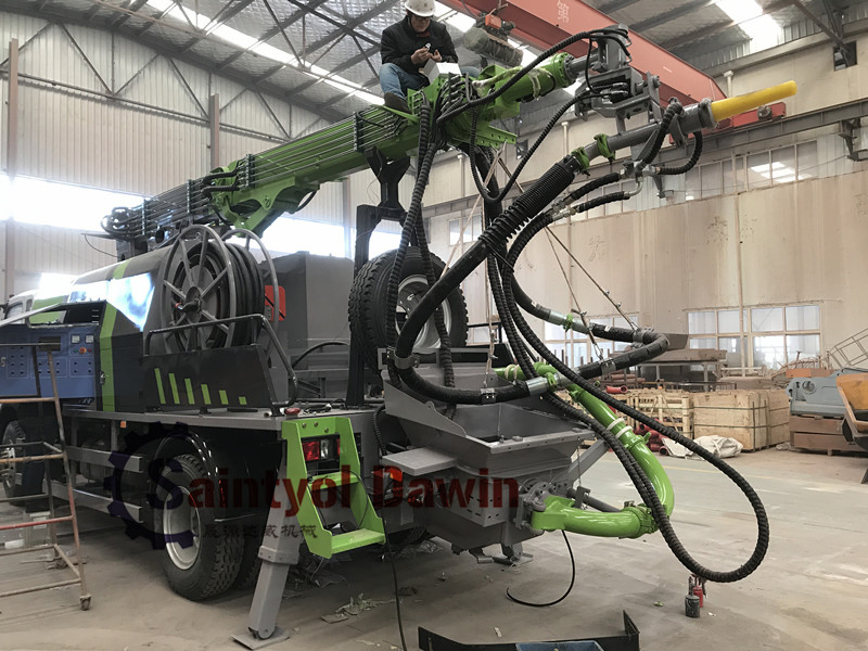 30m3/Hr Truck Mounted Wet Concrete Shotcrete Pump with 16m Cordless Remote Control Robotic Boom and Spraying Nozzle on Sale