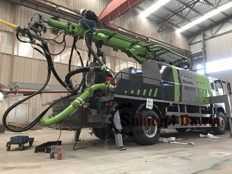 30m3/Hr Truck Mounted Wet Concrete Shotcrete Pump with 16m Cordless Remote Control Robotic Boom and Spraying Nozzle on Sale