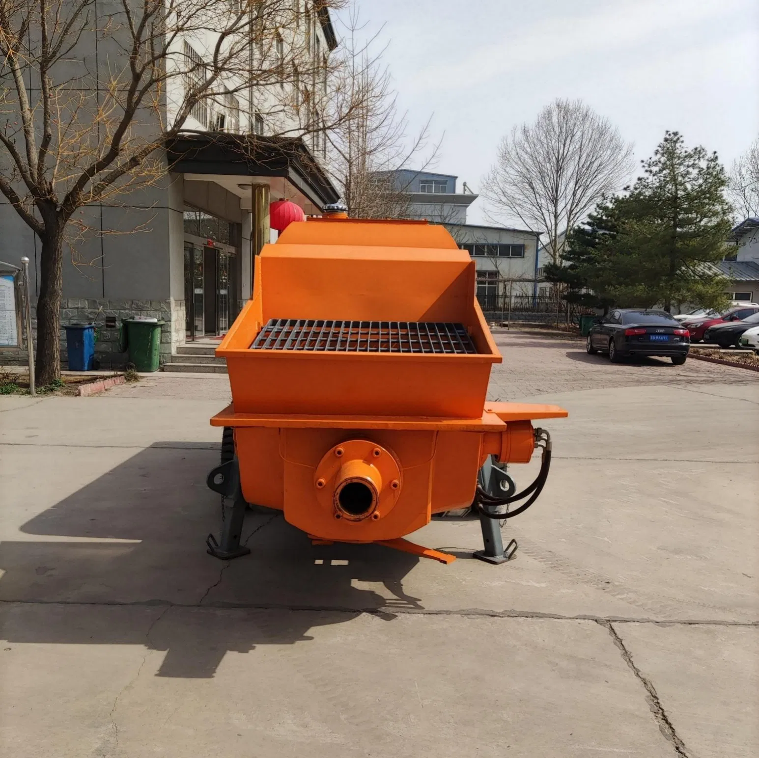 Portable Trailer-Mounted Concrete Mixing Pump, Cement Mortar Spraying Pump, Diesel-Powered Mobile Concrete Pump with Mixer.