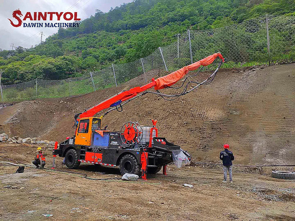 30m3 Per Hour Telescopic Boom Shotcrete Wet Concrete Shotcrete Pump with Robotic Placing Booms for Tunnel Construction