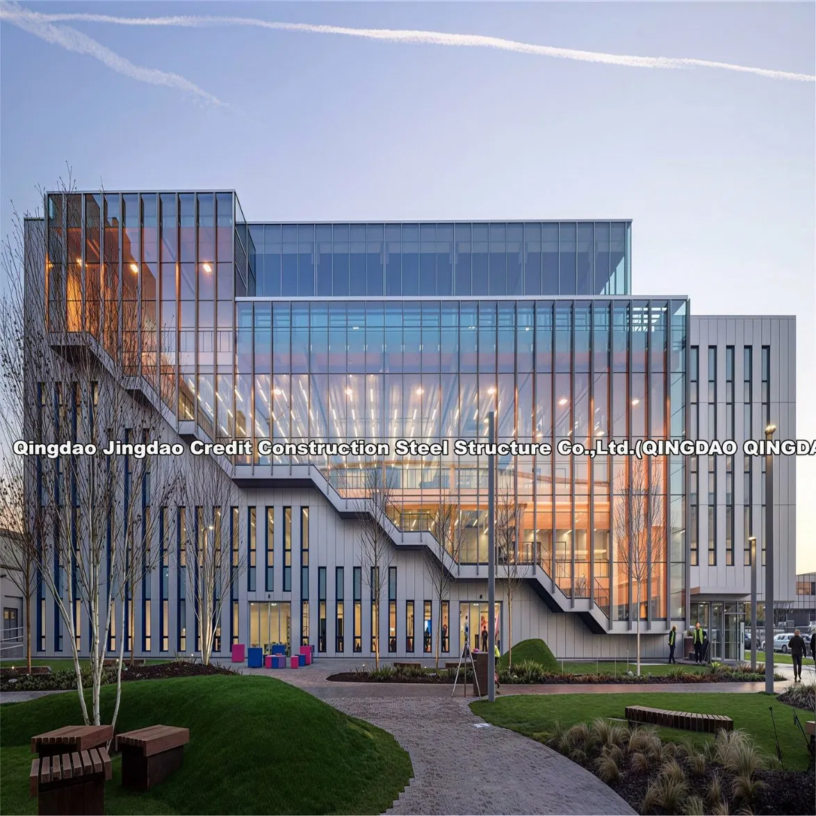 Edifício de Escritório Modular Personalizado com Estrutura de Aço, Armazém, Oficina, Parede de Vidro, Contratante Geral, Construção Turnkey
