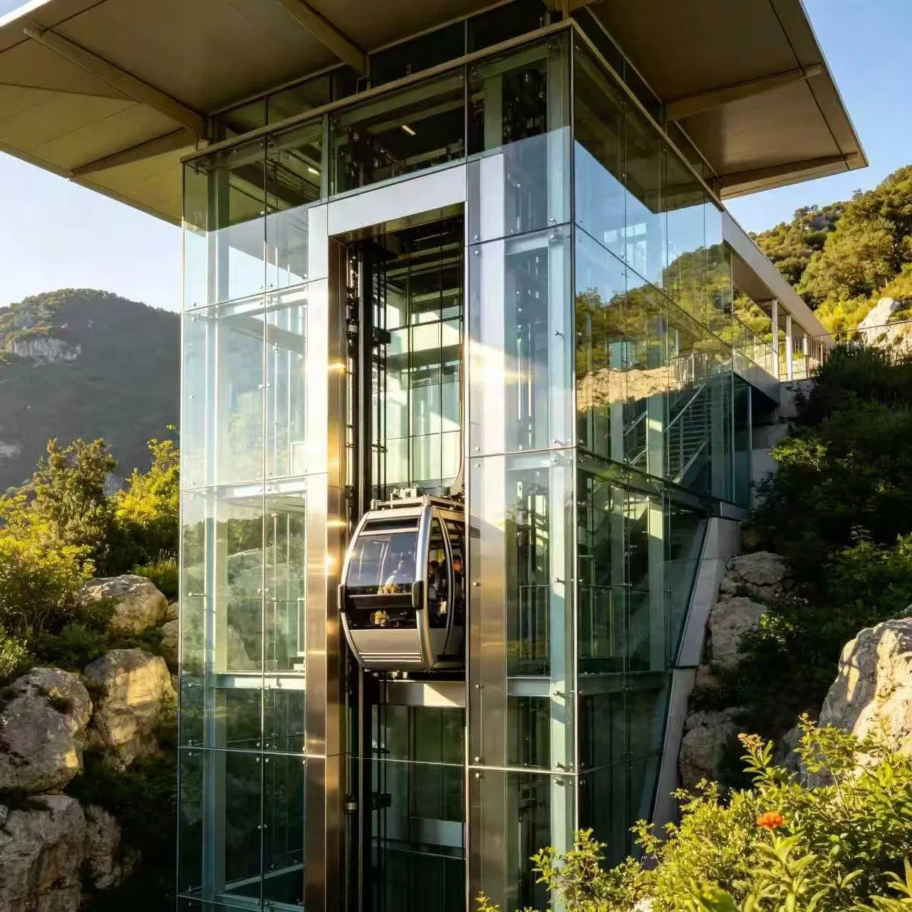Elevador de Vidro Elegante para Edifícios Modernos de Uso Misto