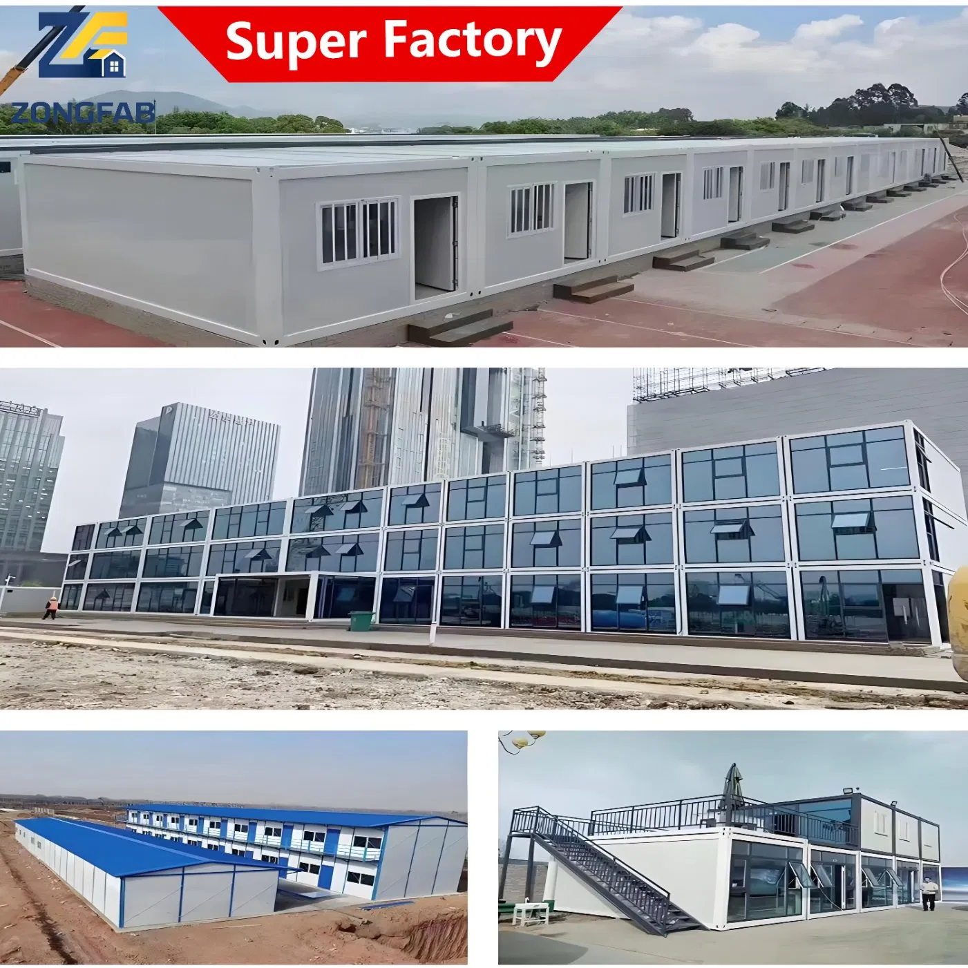 Construção Modular de Contêineres Prefabricados em Aço para Habitação, Escritório, Restaurante, Refeitório, Escola, Hospital