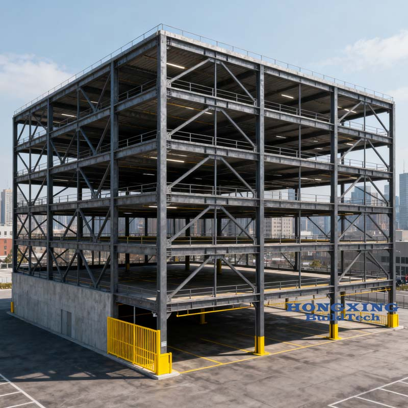 Edifícios de Estacionamento de Aço Duráveis Projetados para Centros Comerciais