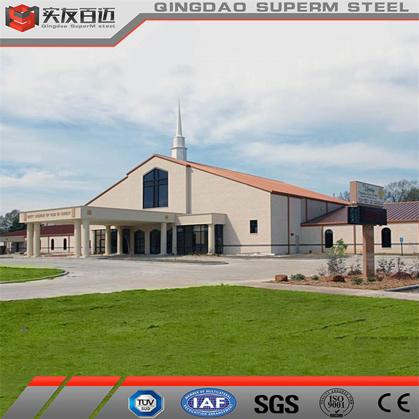 Casa Villa de Aço Prefabricado Edifício de Metal Leve Estrutura de Aço C Purlin Casa Modular Prefabricada Pequena Construção de Igreja à Venda