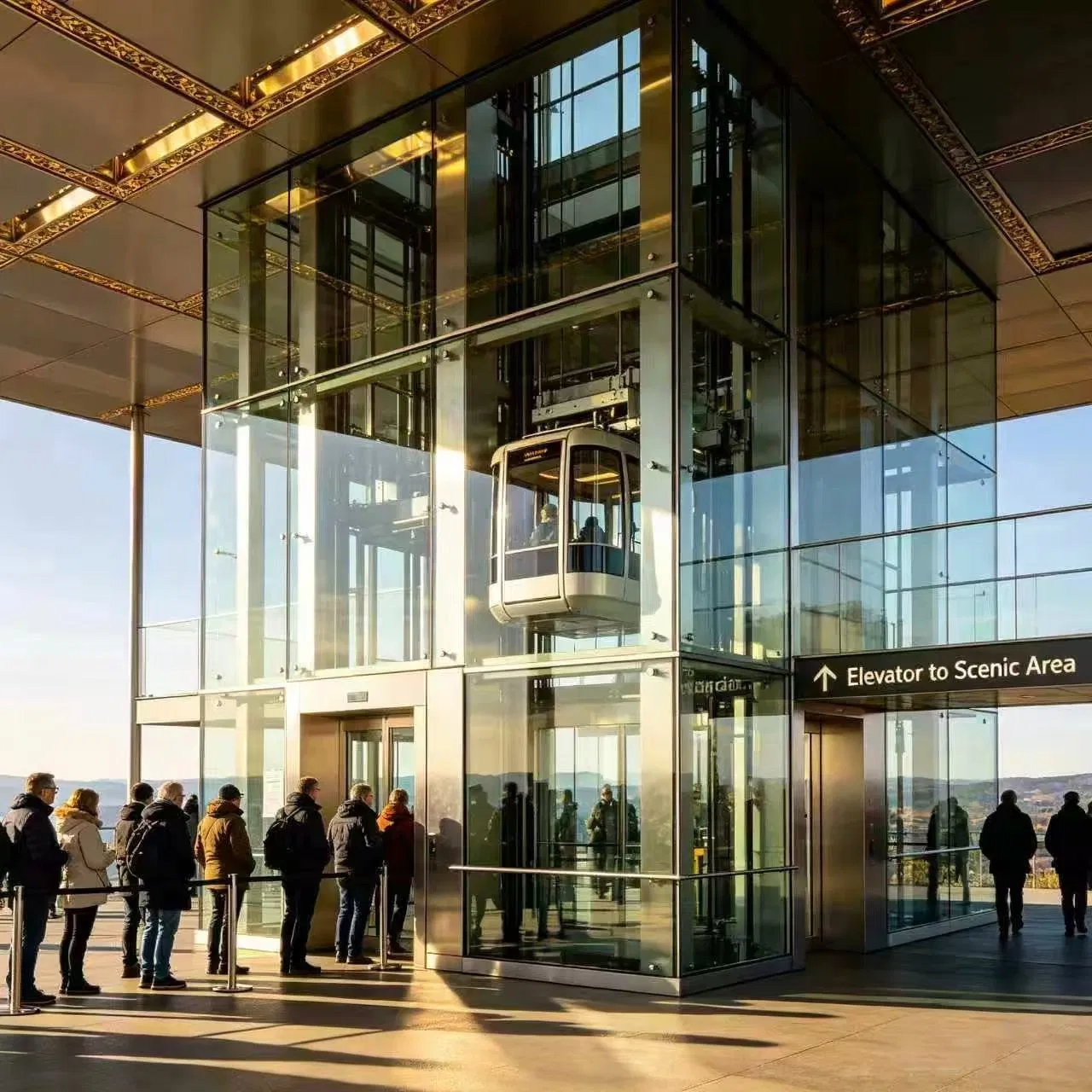 Elevador de Vidro Elegante para Edifícios Modernos de Uso Misto