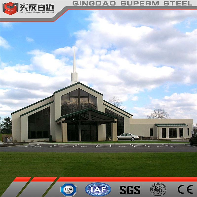 Casa Villa de Aço Prefabricado Edifício de Metal Leve Estrutura de Aço C Purlin Casa Modular Prefabricada Pequena Construção de Igreja à Venda
