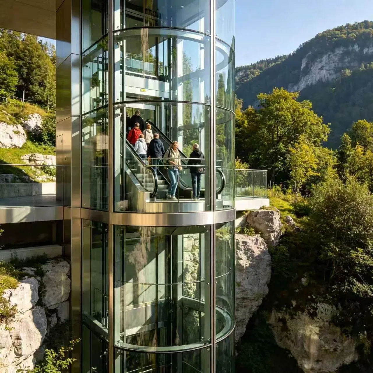 Elevador de Vidro Elegante para Edifícios Modernos de Uso Misto