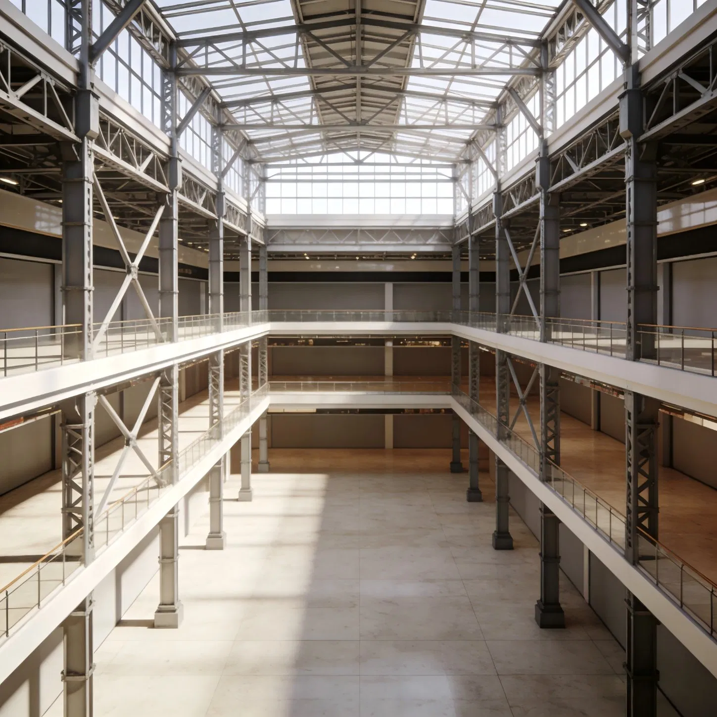 Estrutura de Aço de Edifício Comercial de Múltiplos Andares com Fachada de Vidro de Design Moderno