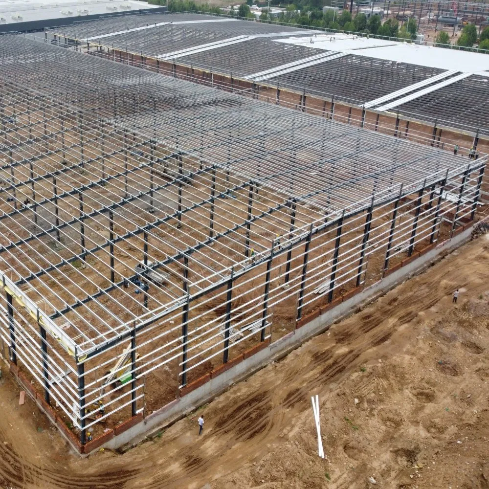 Estrutura de Aço Prefabricada Galvanizada para Oficina Armazém Hangar Showroom Supermercado