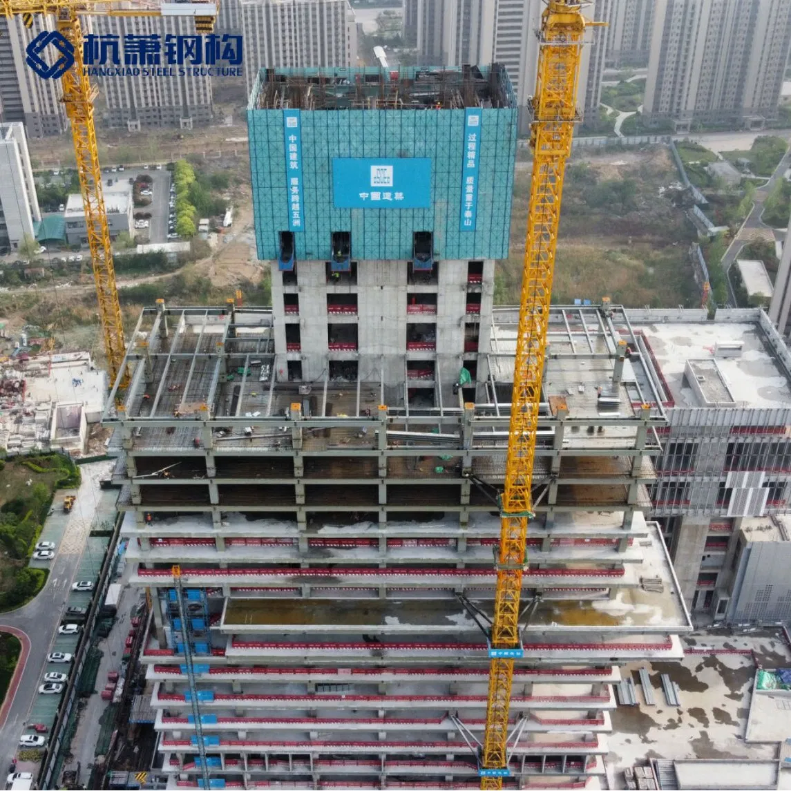 Estruturas de Aço de Alta Resistência Prefabricadas de Luxo Personalizadas para Edifícios de Vários Andares para Negócios, Escritórios Comerciais, Construção de Pisos e Portas