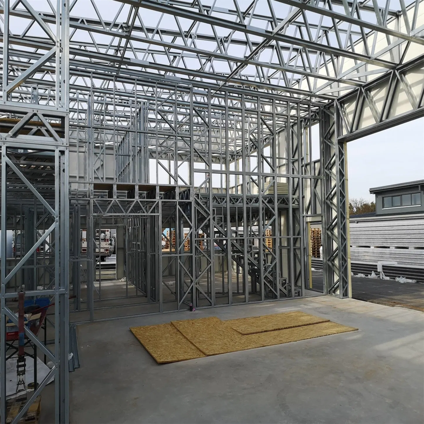 Projeto Gratuito Estrutura de Aço Leve de Alta Elevação Edifício Comercial Prefabricado de Múltiplos Andares Estrutura de Portal Hangar Salão Oficina