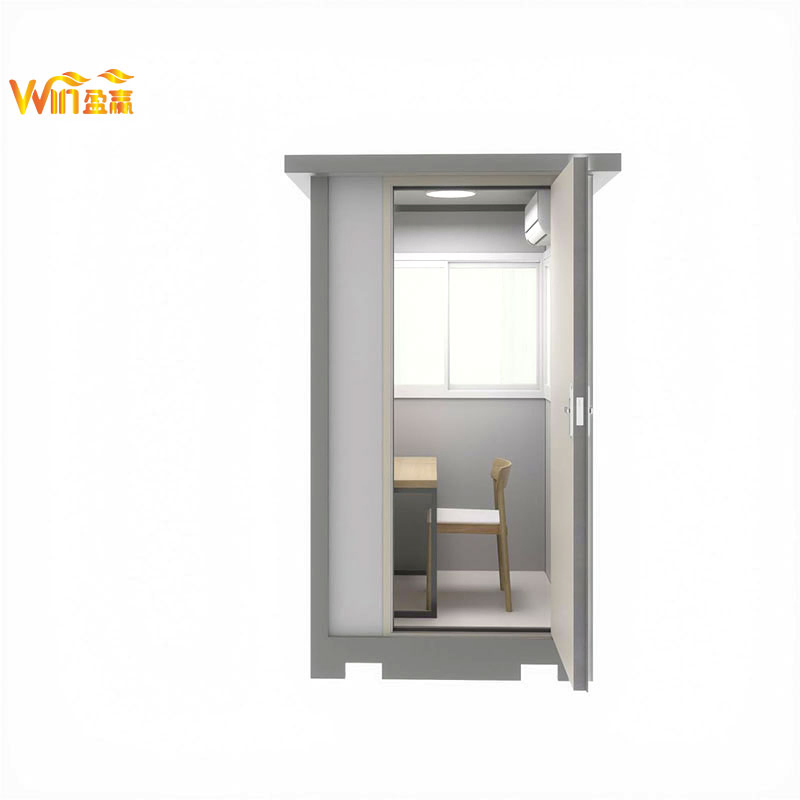 Cabine de Segurança Modular Independente, Casa de Guarda Prefabricada com Estrutura de Aço Completo para Portão de Edifício Comercial