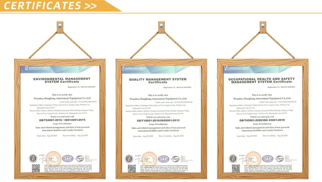 Certificados de qualidade EN1176 e ASTM